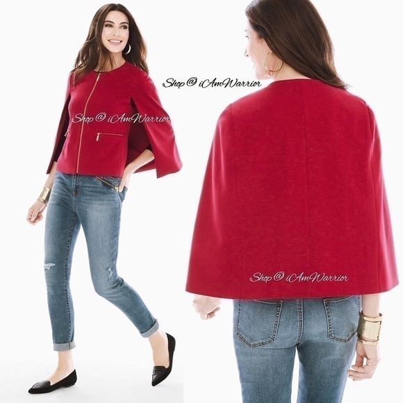 Chico’s NWT red zip cape jacket/blazer *Shop@iAmWarrior - Picture 1 of 10